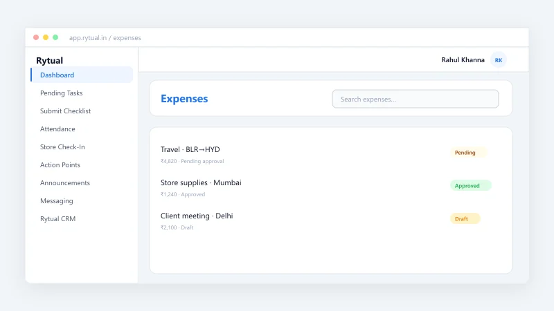 Rytual Expenses with AI receipt capture