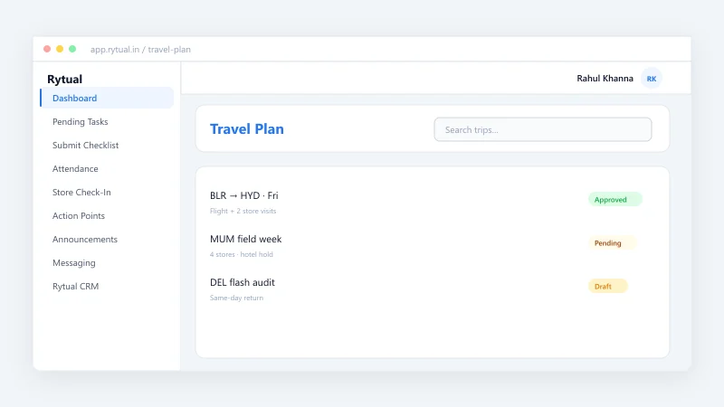 Travel plan itinerary and approvals