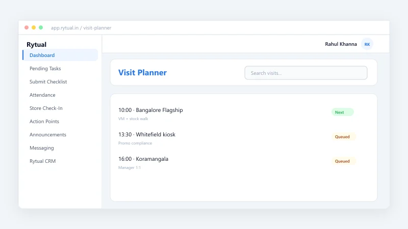 Visit planner calendar and route preview